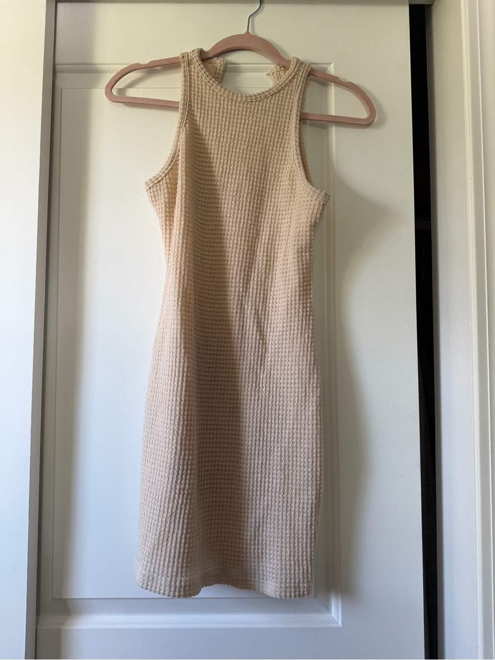 Ribbed Sleeveless Knit Dress in Cream
